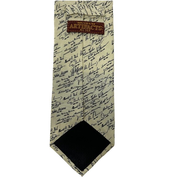 Museum Artifacts Yellow Silk Tie Presidents of the United States Signatures  58' - Picture 3 of 6